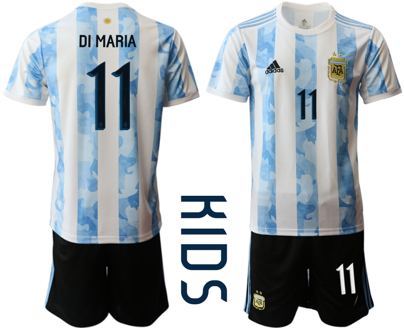 Cheap Youth 2020-2021 Season National team Argentina home white 11 Soccer Jersey